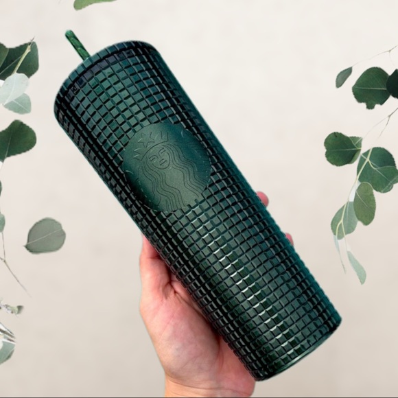 💚NEW Starbucks Olive Dark Green Disco Grid Venti Tumbler cup✨ - Picture 1 of 7